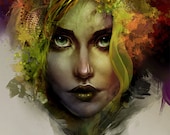 Limited Edition Giclee Print - Forest - Digital Painting - Nature, Woman's Face, Abstract