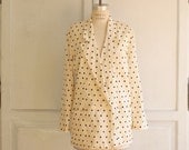 80s polka dot blazer slouchy silk jacket in navy & cream