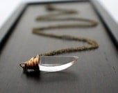 Crystal Tooth Necklace, Rock Crystal Quartz Tooth In Brass, Fang,  Long Necklace, White Fashion, Minimalist Gift Idea - Ice Age