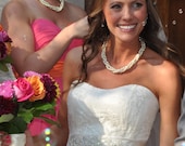 Pearl and Rhinestone Necklace with Swarovski Crystals, Statement Wedding Jewelry, Chunky Bridal Jewelry, Bridesmaid Gift