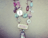 Saccharine- bohemian chic gypsy necklace vintage mixed media