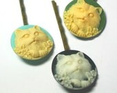 Cat Cameo Bobby Pins Hair Clips Animal Victorian Retro