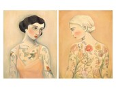 Tattooed Ladies Print Set, Rara Avis & Flora / 8x10 prints