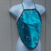 Vtge Blue Satin Asian Floral Brocade Halter Crop Top / Size Sml