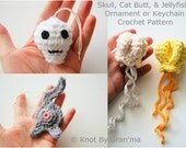 Skull, Jellyfish, and Cat Butt Ornament or Keychains Crochet Patterns