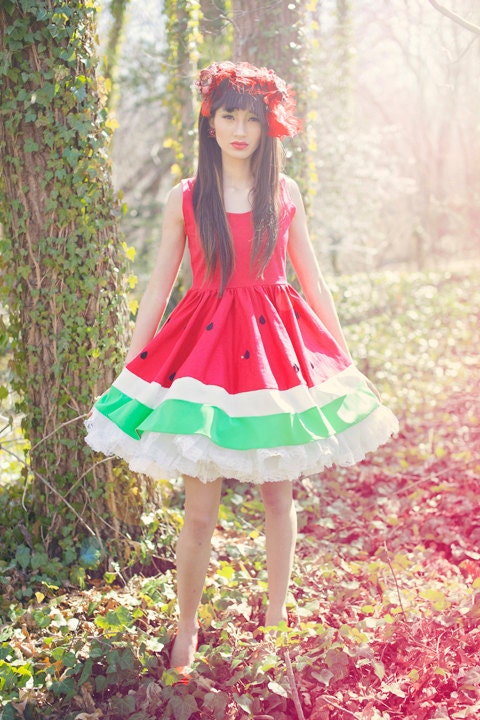 Limited Edition New York Couture WONDERLAND Collection RED Mouth-watering WATERMELON Dress