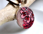 Pinks Blossoms Sterling Silver Plated Pendant Necklace