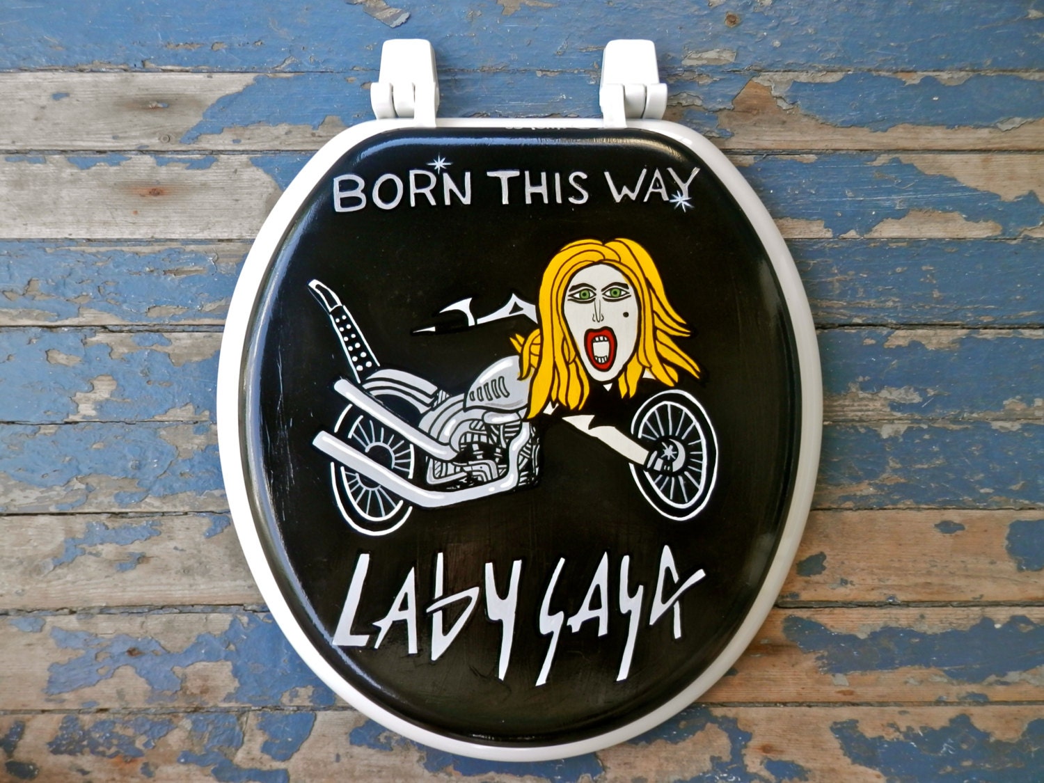 Lada Gaga Hand Painted Toilet Seat Born This Way Music Icon Gift Fun