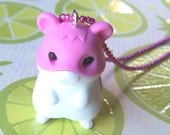 Pink and White Kawaii Hamster Necklace