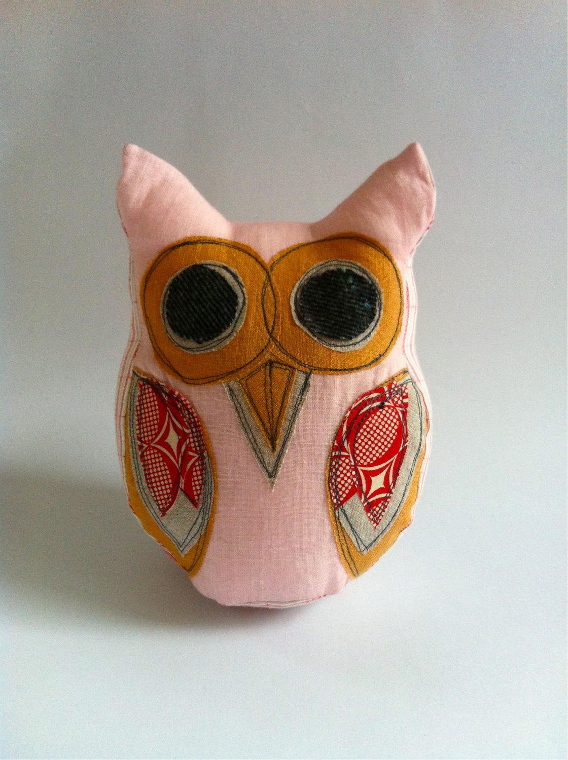 Large Linen Owl - Pink