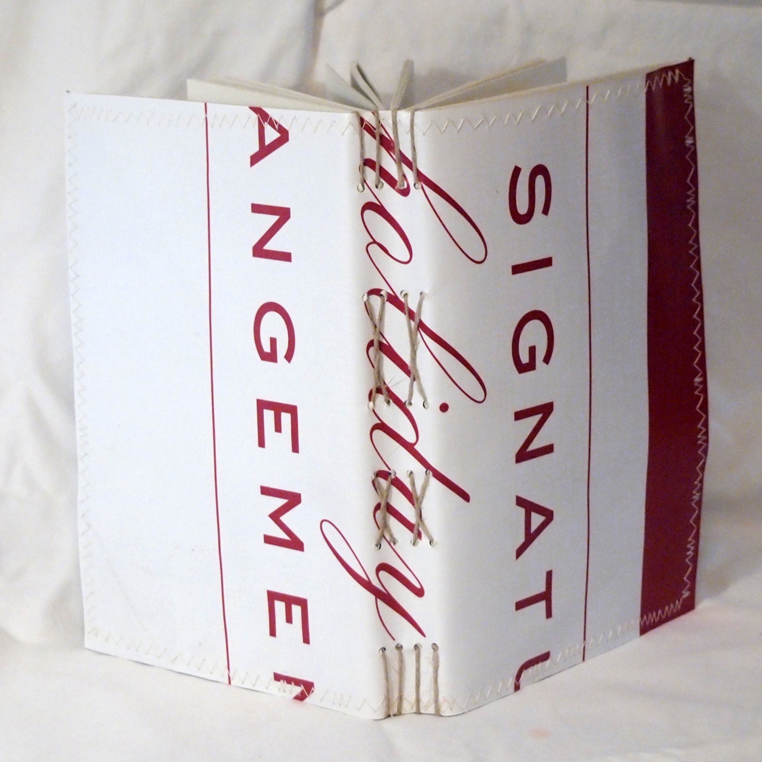 Hand Made Soft Cover Journal 240 pages White and Burgundy Red