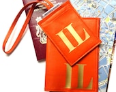 Sasha Leather Initial Luggage Tag TM and Mia Leather Passport Cover Set,  Personalized Leather  Passport Cover and Luggage Tag Set