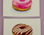 ACEO Lot 2 Original Mini Watercolor Painting - Donuts