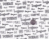 Fat quarter - Mon Amie French Words in White - Robert Kaufman cotton quilt fabric