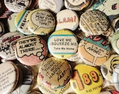 Unique Handmade Wedding Favors -100 1 Inch Pinback Buttons - Comics Are For Lovers