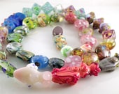 LENTILS, CRYSTALS, Focals, Tabs... Orphan Lot of Handmade Lampwork Glass Beads  - 40 Beads - SRA