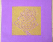 Lightning snake revival- Year of the snake woodcut print (Purple)