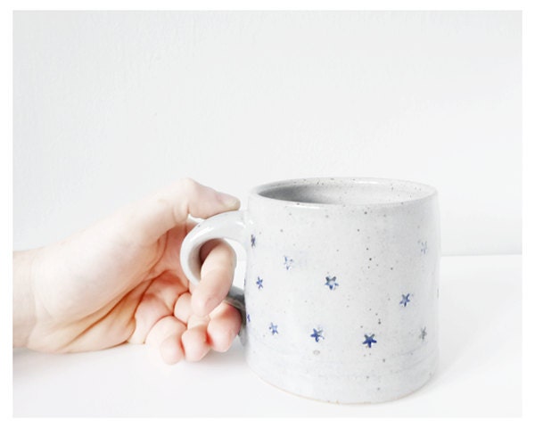 Star cup gray blue - handmade pottery grey ceramic mug