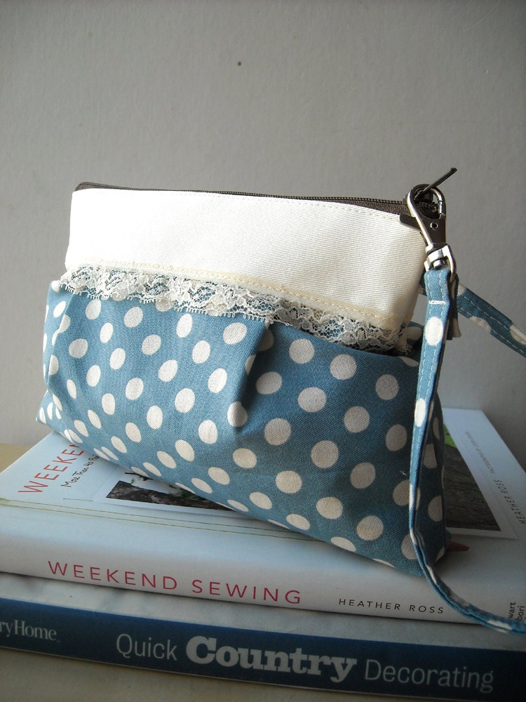 20% OFF SALE - Dot - Square Zipper Pouch with Clip