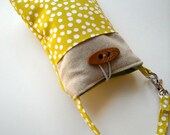 Fabric iPhone case, iPhone Pouch, iPhone sleeve, Smart Phone Case, iPhone cover (padded) - Dot in Yellow