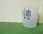 Vintage tin blue white and gold earrings