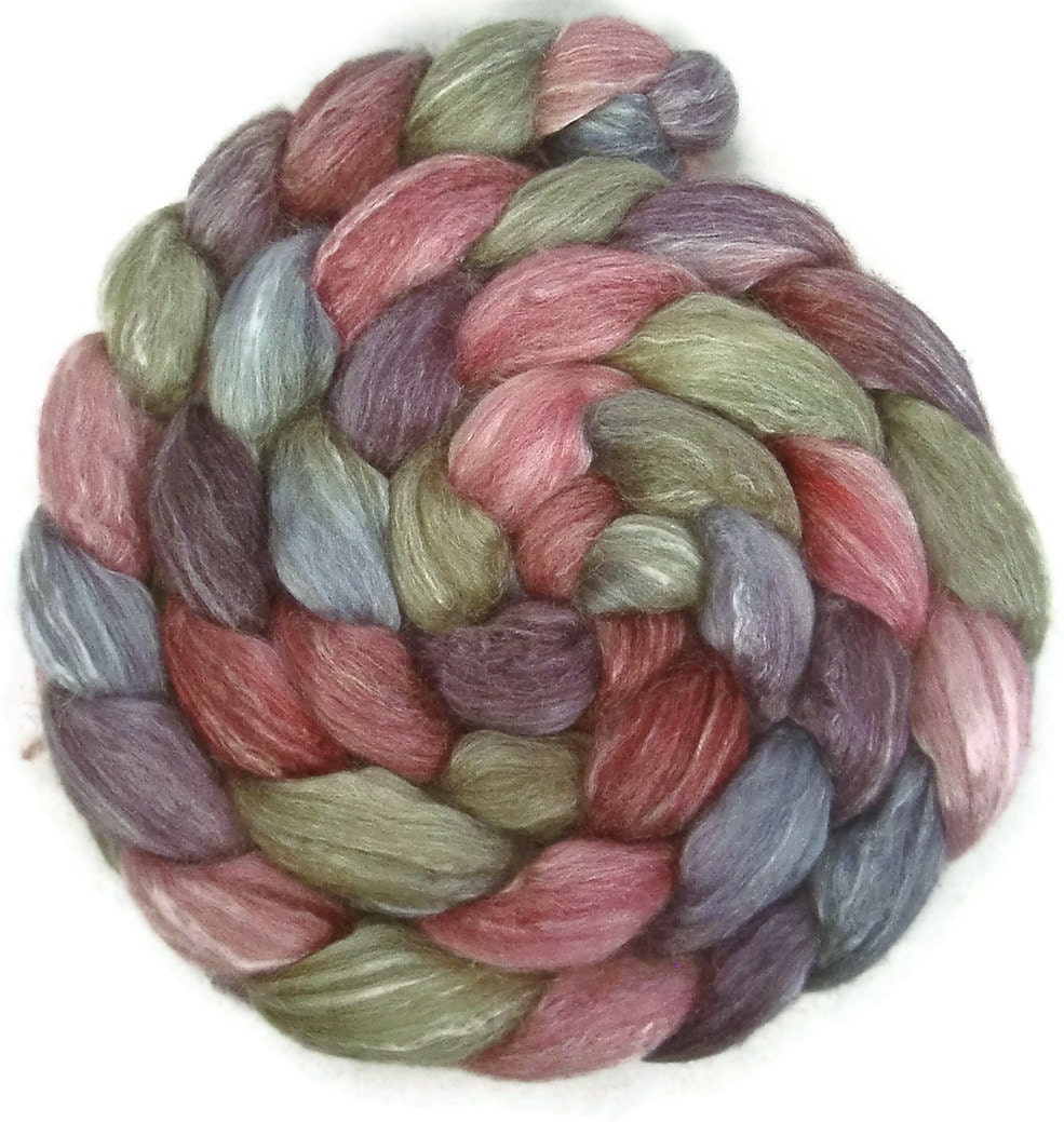 Handpainted Merino Bamboo Silk Roving - 4 oz. GEMSTONE - Spinning Fiber