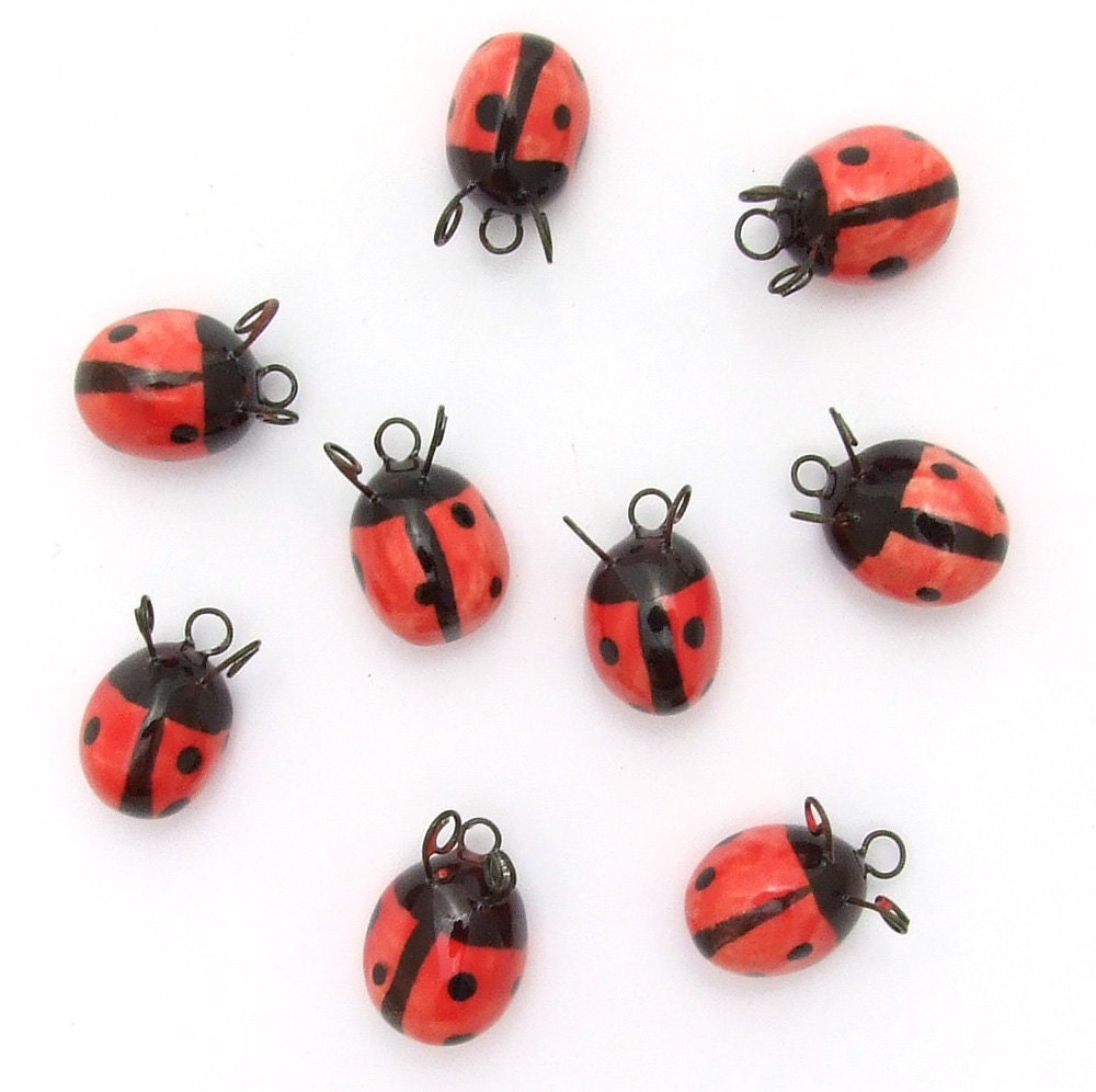 Ladybug Charm Ceramic Handmade