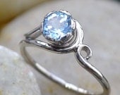 Handmade Aquamarine Ring in 18ct White Gold
