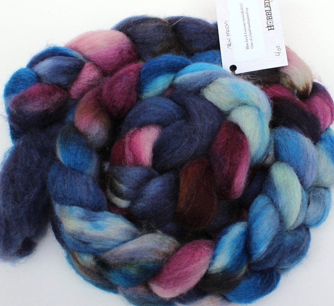 New Moon -- dyed BFL silk top / roving (4 oz.)