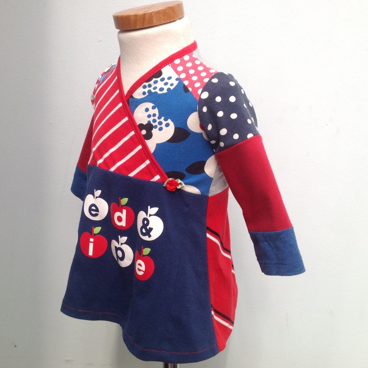 Upcycled Baby dress Handmade Recycled Repurposed Toddler Size 4 m up to 12M (European size 74/80)