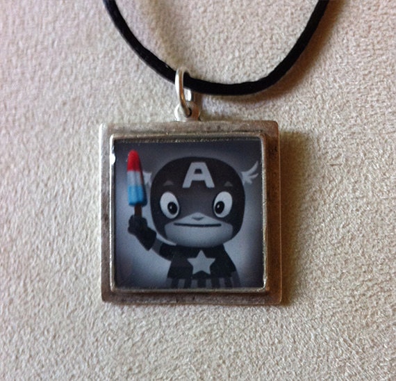 Handcrafted Art Pendant: Captain America and his Bomb Pop