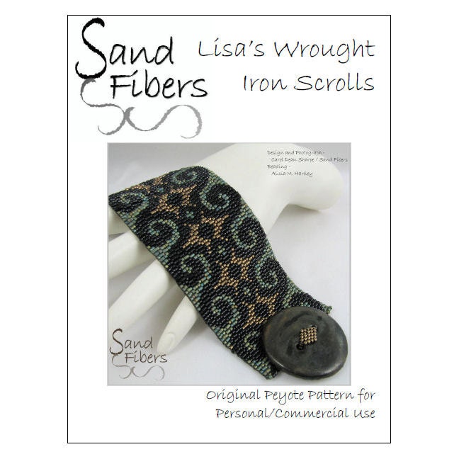 Peyote Pattern - Lisa's Wrought Iron Scrolls Peyote Cuff / Bracelet  - A Sand Fibers For Personal/Commercial Use PDF Pattern