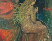ON SALE Neptune's Treasure - Mermaid Goddess Art Large Print