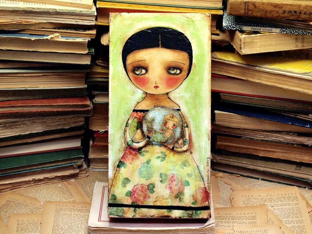 The Great Escape - Original Mixed Media Painting On Wood By Danita Art (6x12 Inches)