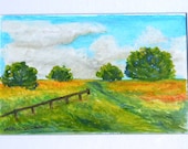 Green Pastures / Matted Artwork / Original Pastel painting by Maria Williams