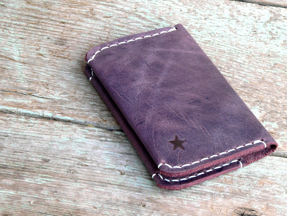 Lonely Star Leather Wallet hand stitched for him or her