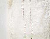 rose quartz and serpentine drop earrings
