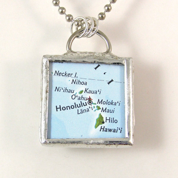 Hawaii Map Pendant Necklace