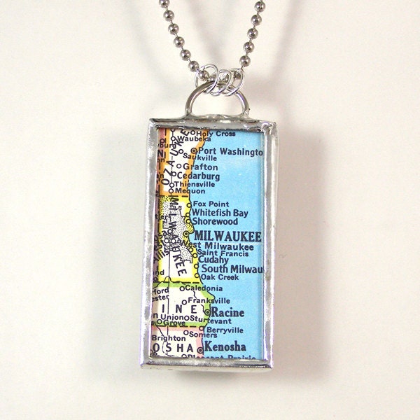 Milwaukee Vintage Map Pendant Necklace