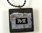 Vintage Suitcase Initial Pendant Necklace