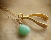 Make a Wish Necklace with Peppermint Green Chrysoprase on Gold-Filled Chain - Everyday Jewelry, Birthday, Anniversary & Special Day Gifts