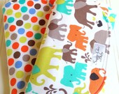Gender Neutral Burp Cloths  -  Set of 2  - Elephant Walk & Diddley Dots