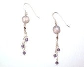 Flora - Lavender chalcedony, smoky quartz, and tanzanite earrings