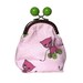 Cat Purse - Pink Cat with pink wheels retro toy - metal frame purse - Green bobble clasp - large
