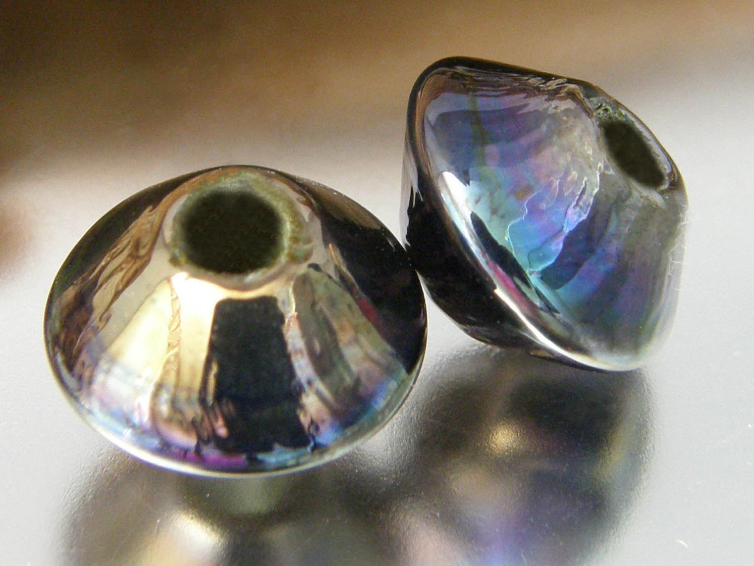 KILLERBEEDZ1 - Gold Brown -  Bicone Lampwork Bead Set