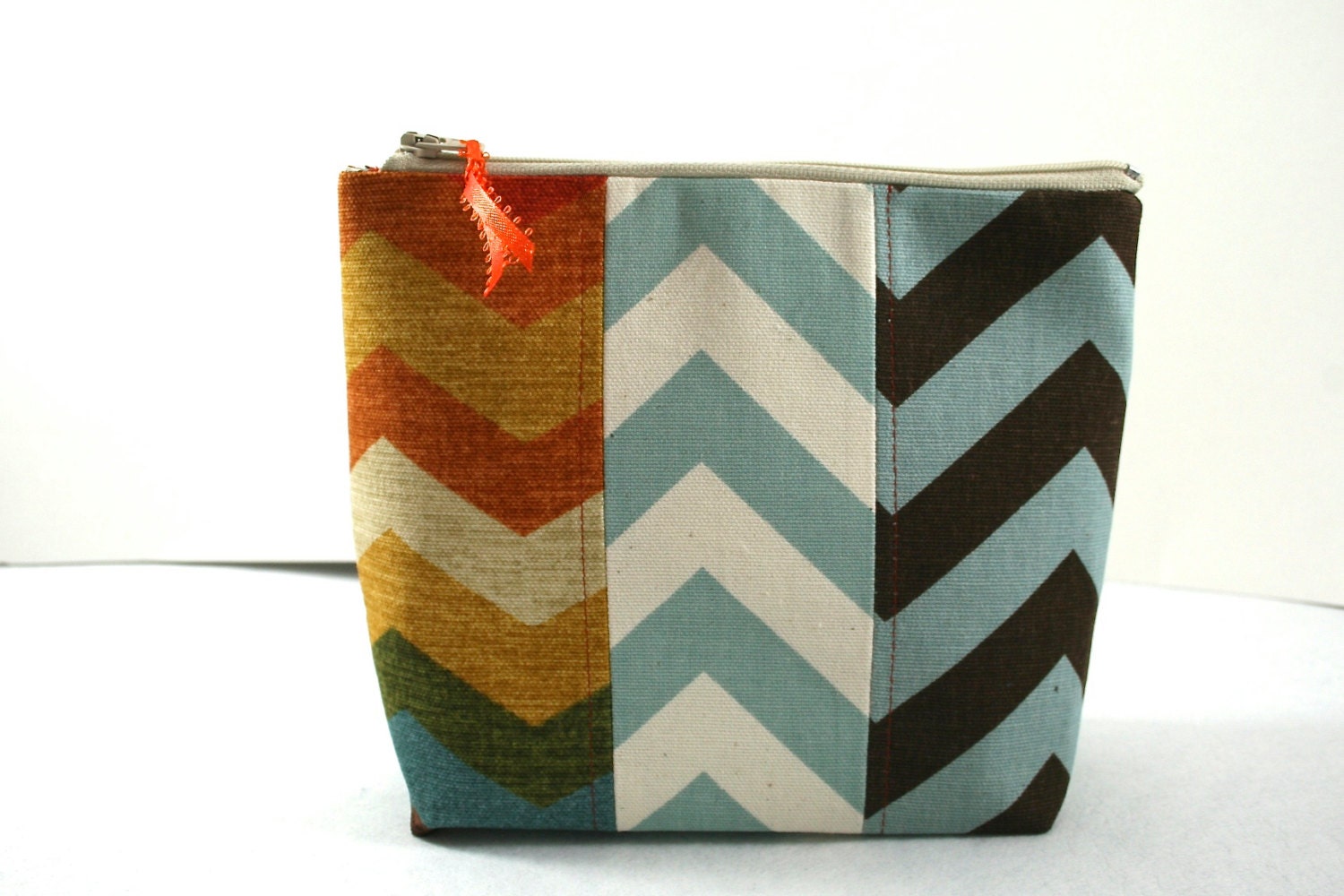 Zipper Pouch in Multi Chevron