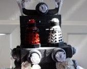 Dr Who Dalek bride and groom wedding cake topper or wedding gift