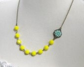 Yellow and Turquoise Bridesmaids Wedding Flower Necklace