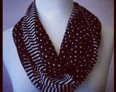 Black and white polk a dot n stripes infinity scarf
