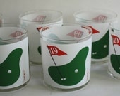 Morgan Hole 19 Putting Green Golf Old Fashioned Drink Glasses Tumblers
